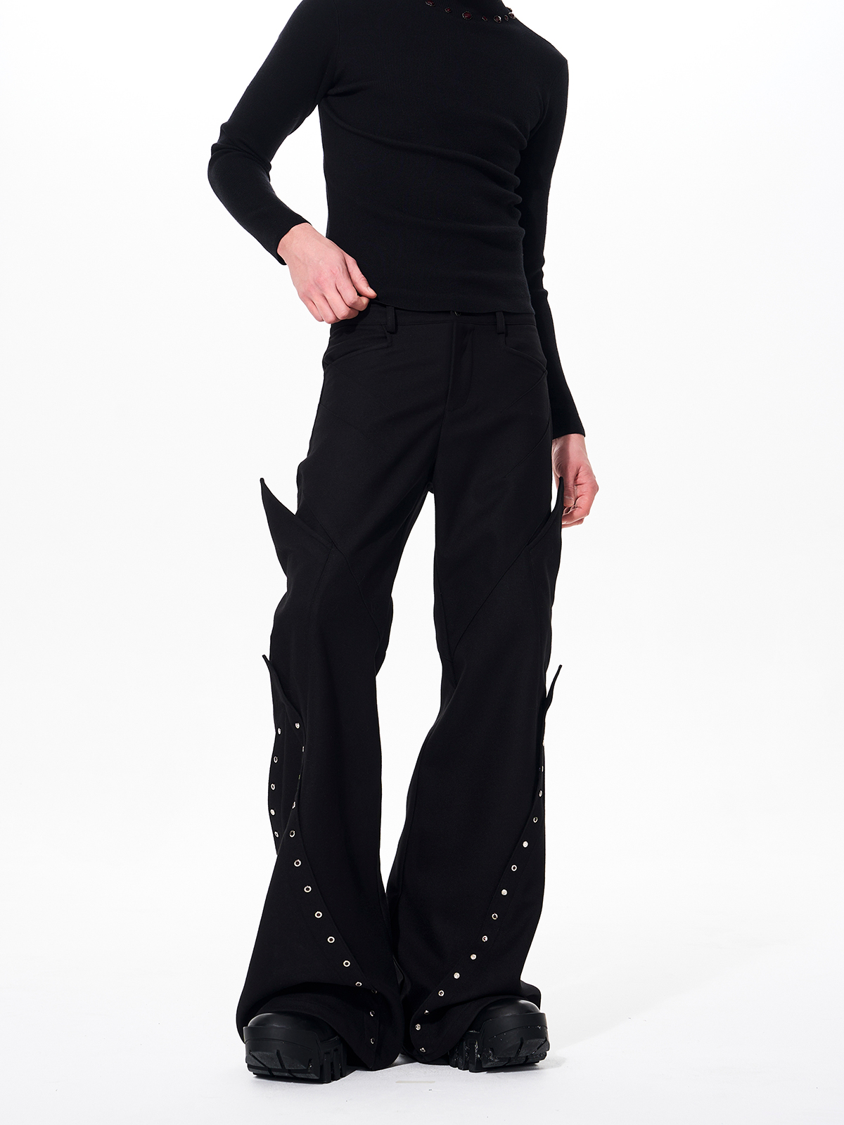 RIVET STRUCTURED CROPPED JACKET & FLARED PANTS SET