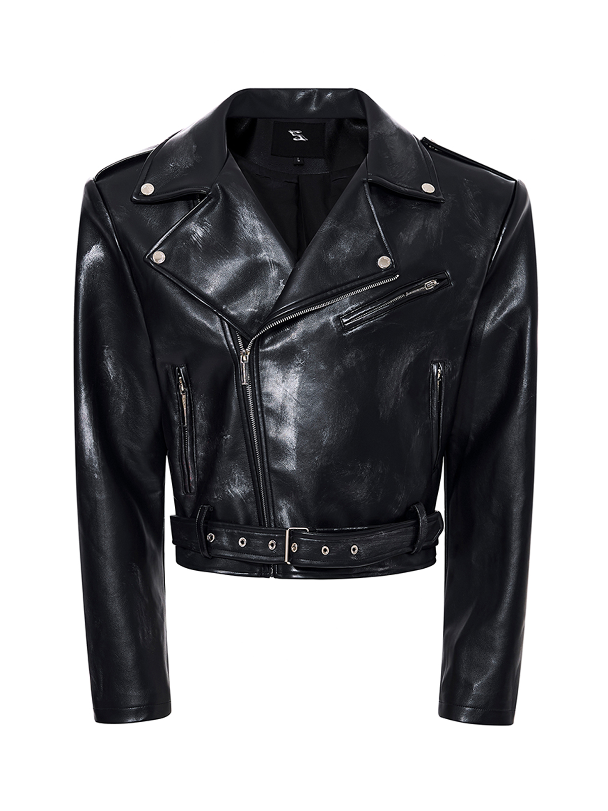 DISTRESSED WAR HORSE BIKER JACKET-BLACK