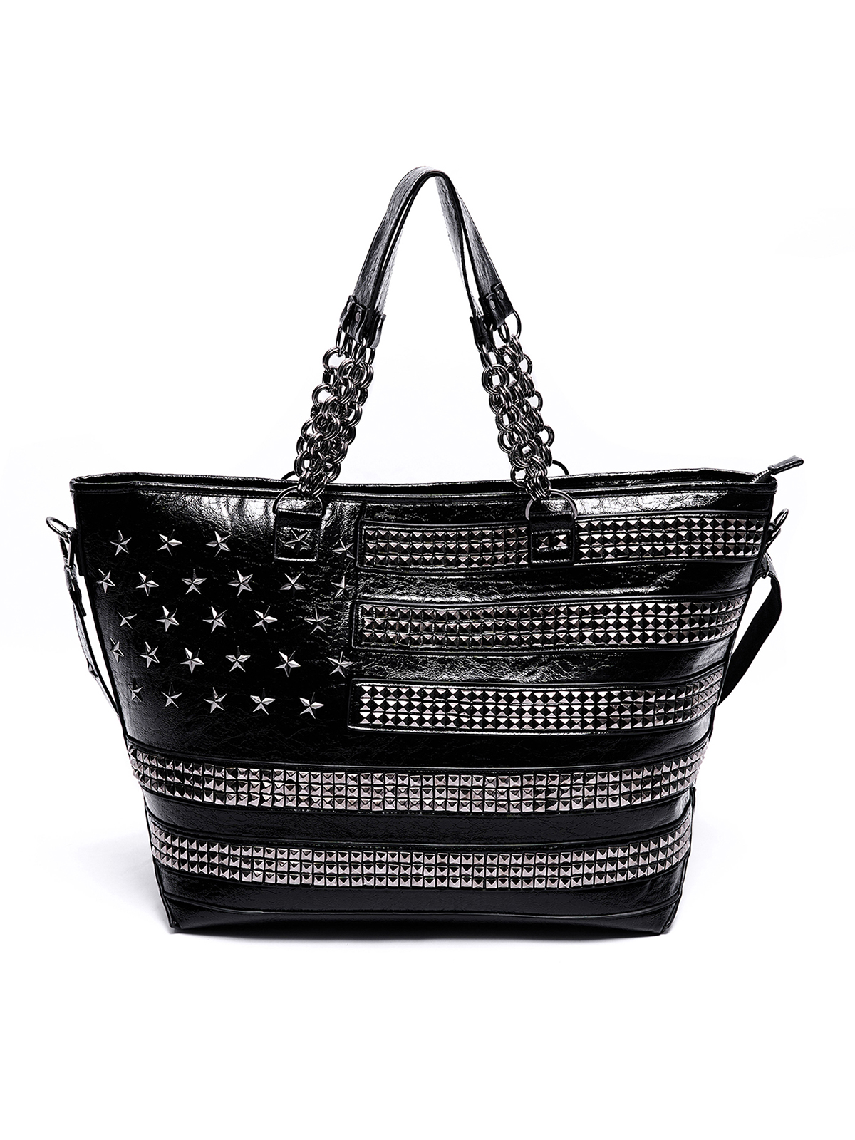 STUDDED AMERICAN FLAG TOTE BAG