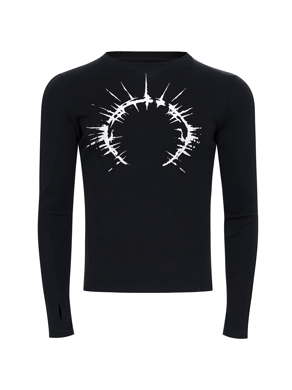 METALLIC HALO GRAPHIC THUMBHOLE LONGSLEEVE-BLACK