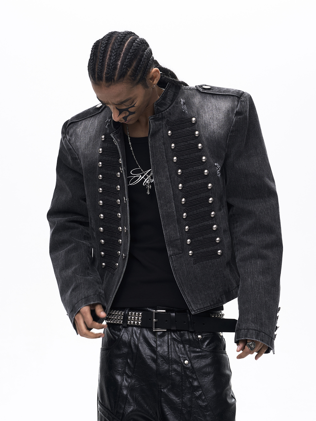 VINTAGE COURT-STYLE DENIM JACKET-WASHED BLACK