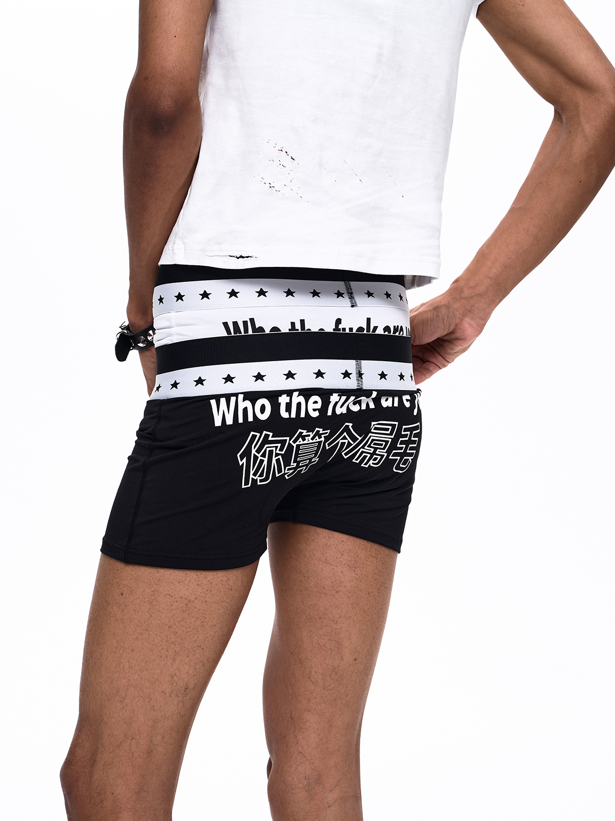 SUBVERSIVE TYPOGRAPHY STAR BOXER BRIEFS-BLACK