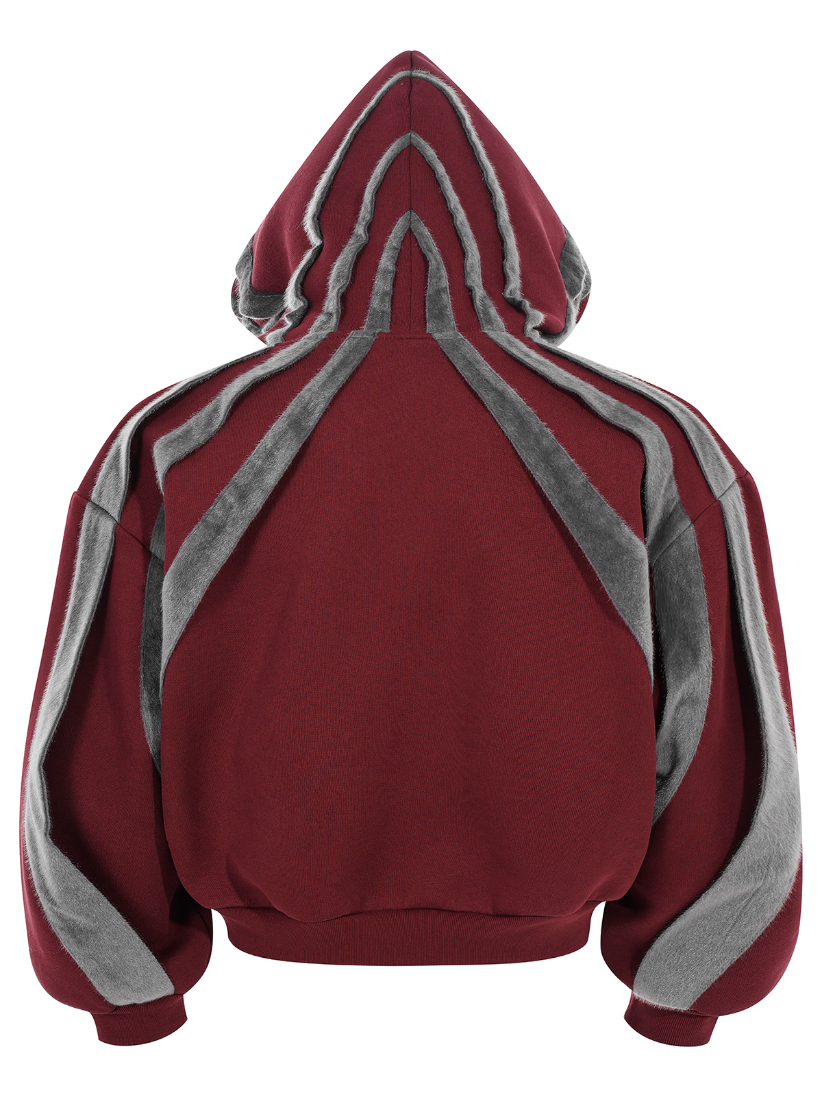 OXBLOOD WEB FUR CROPPED HOODIE
