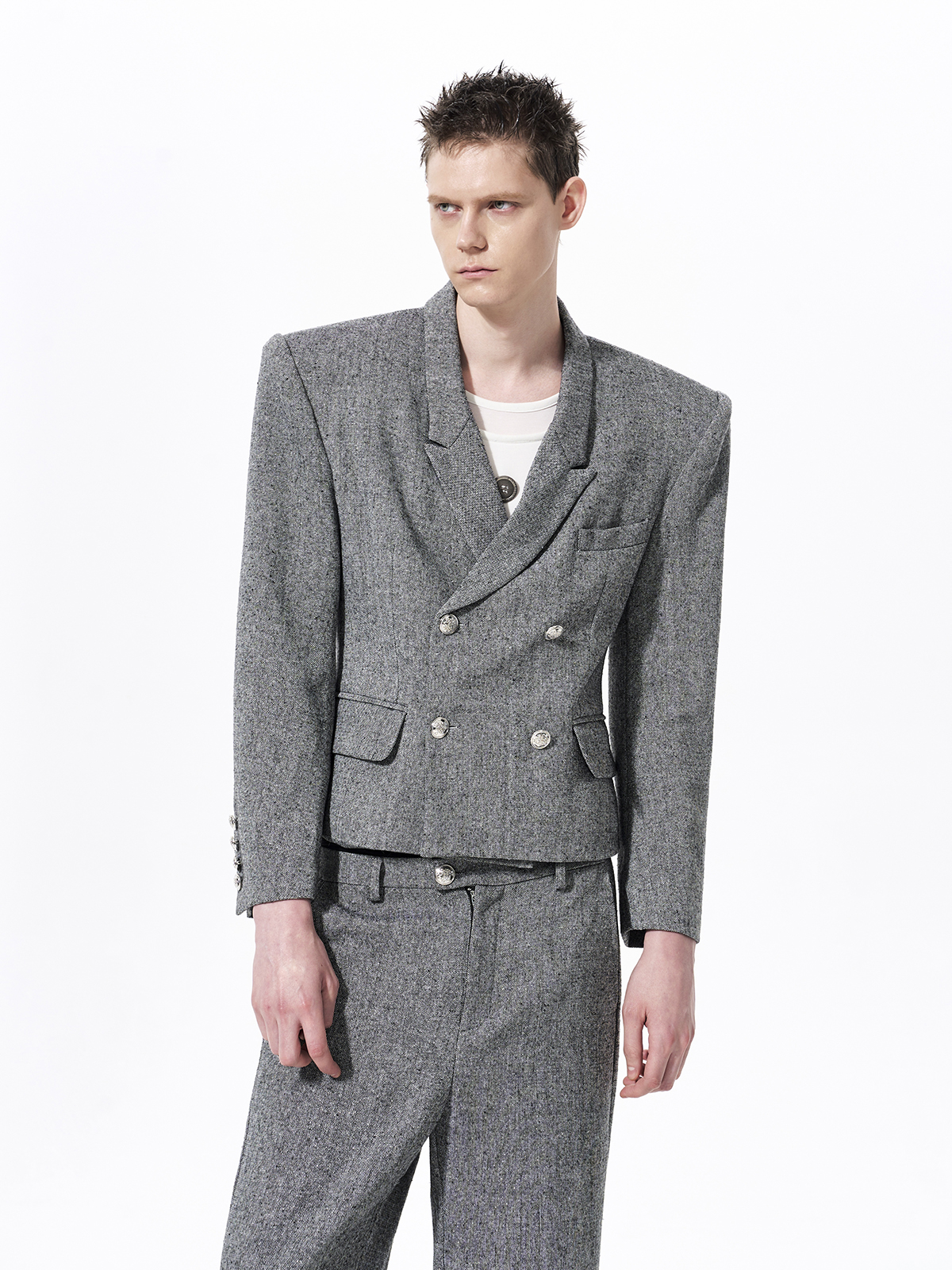 STRUCTURED CROPPED DOUBLE-BREASTED SUIT SET