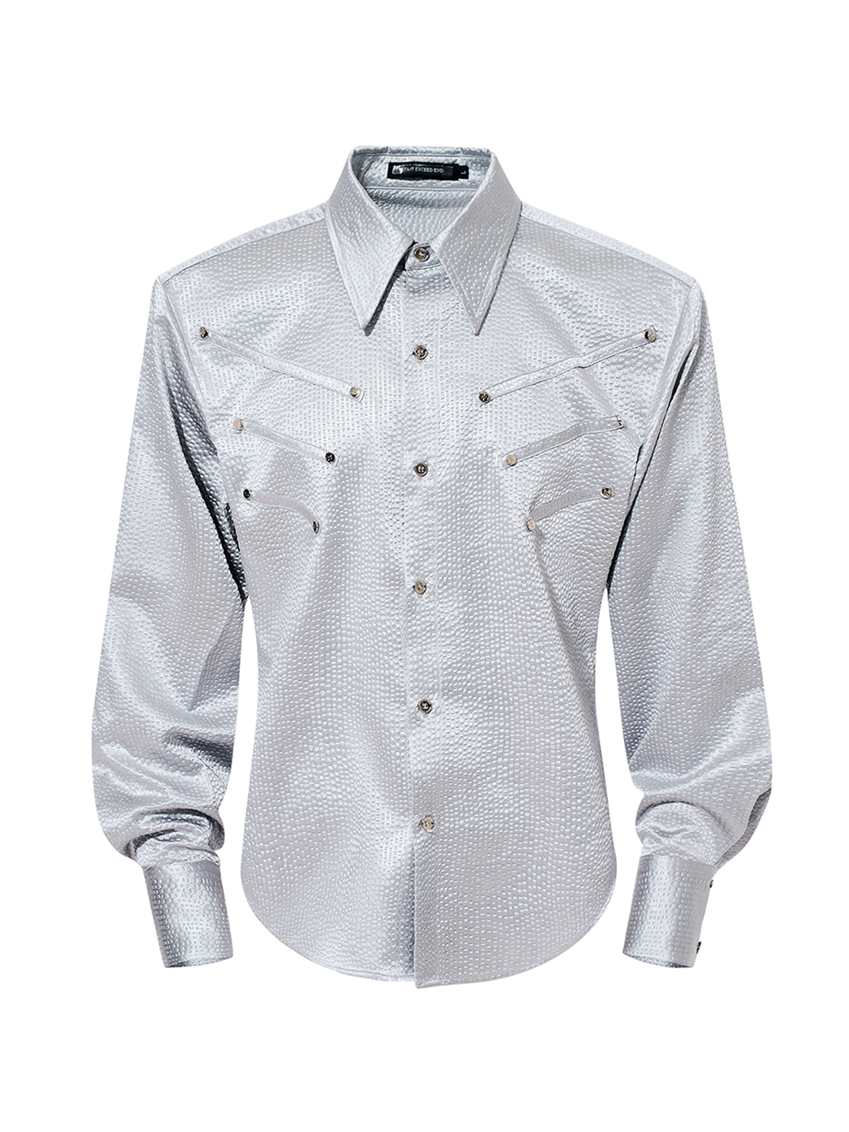 TEXTURED WESTERN HARDWARE SHIRT-SILVER