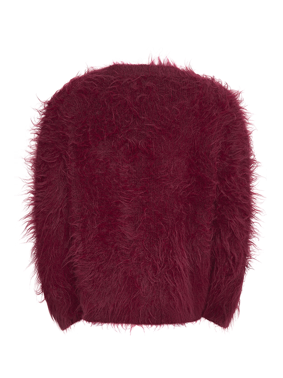 GEMSTONE SCATTERED SHAGGY MOHAIR CARDIGAN-RED