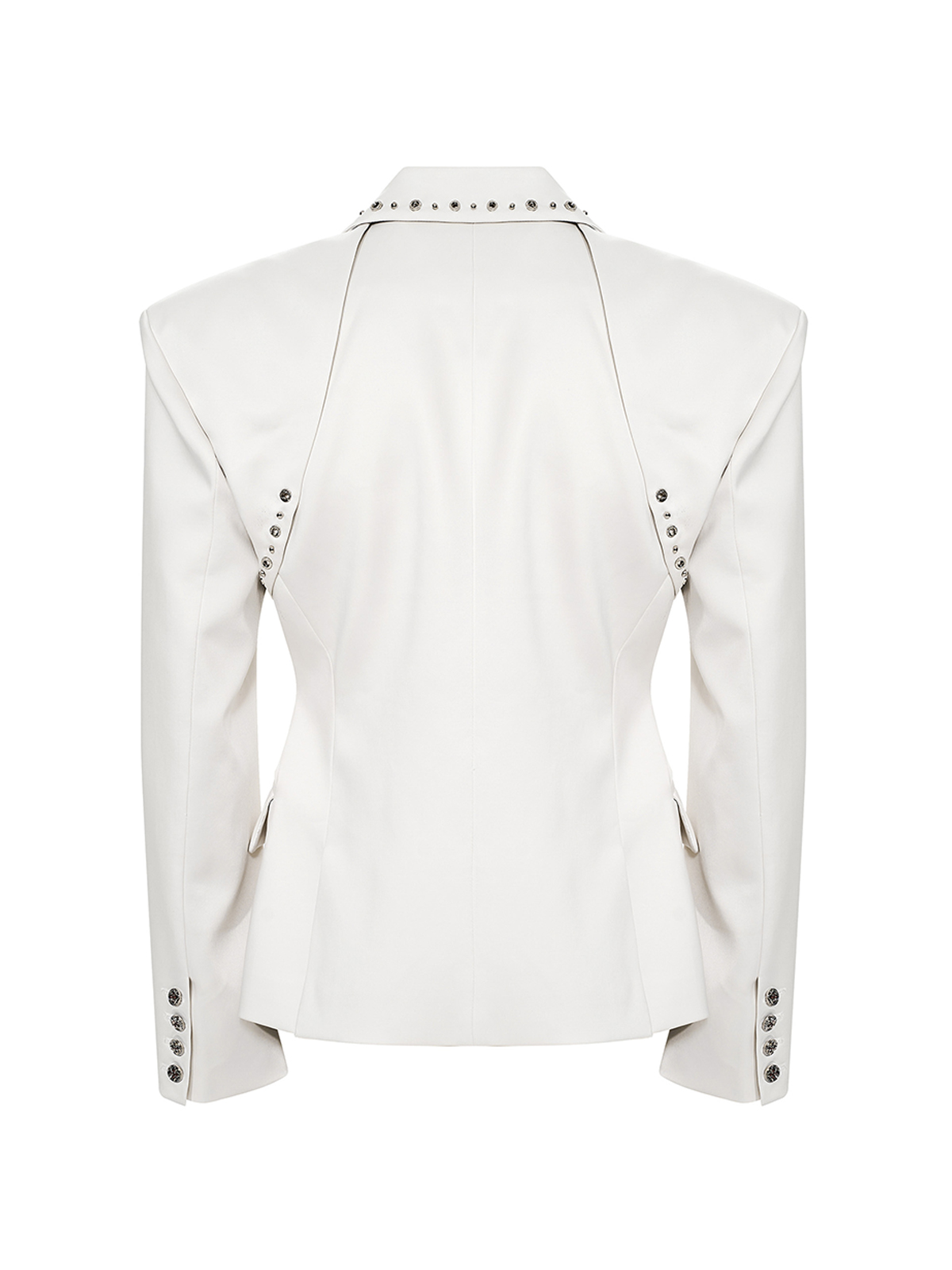 DECONSTRUCTED CINCHED WAIST SUIT SET-WHITE