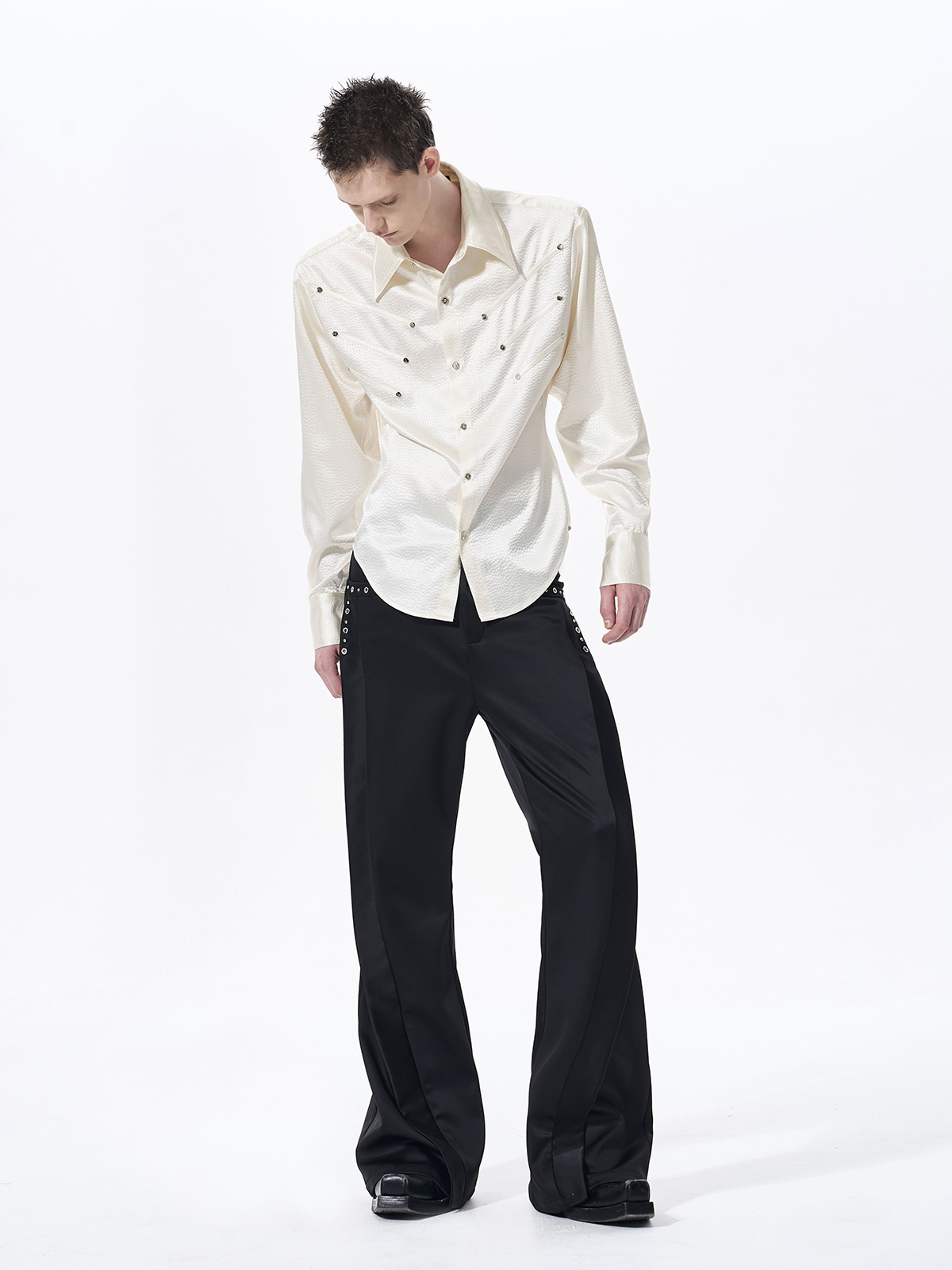 TEXTURED WESTERN HARDWARE SHIRT-PEARL WHITE