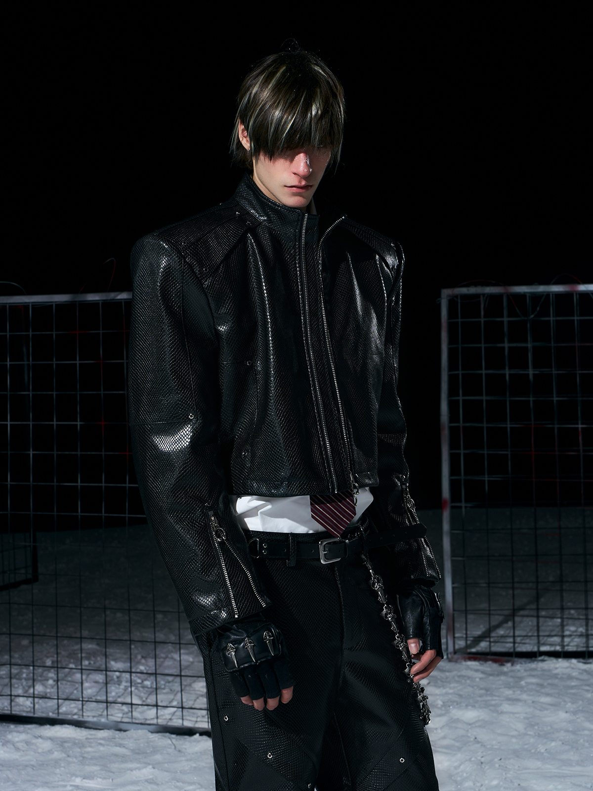 DECONSTRUCTED SNAKE-EMBOSSED LEATHER SET