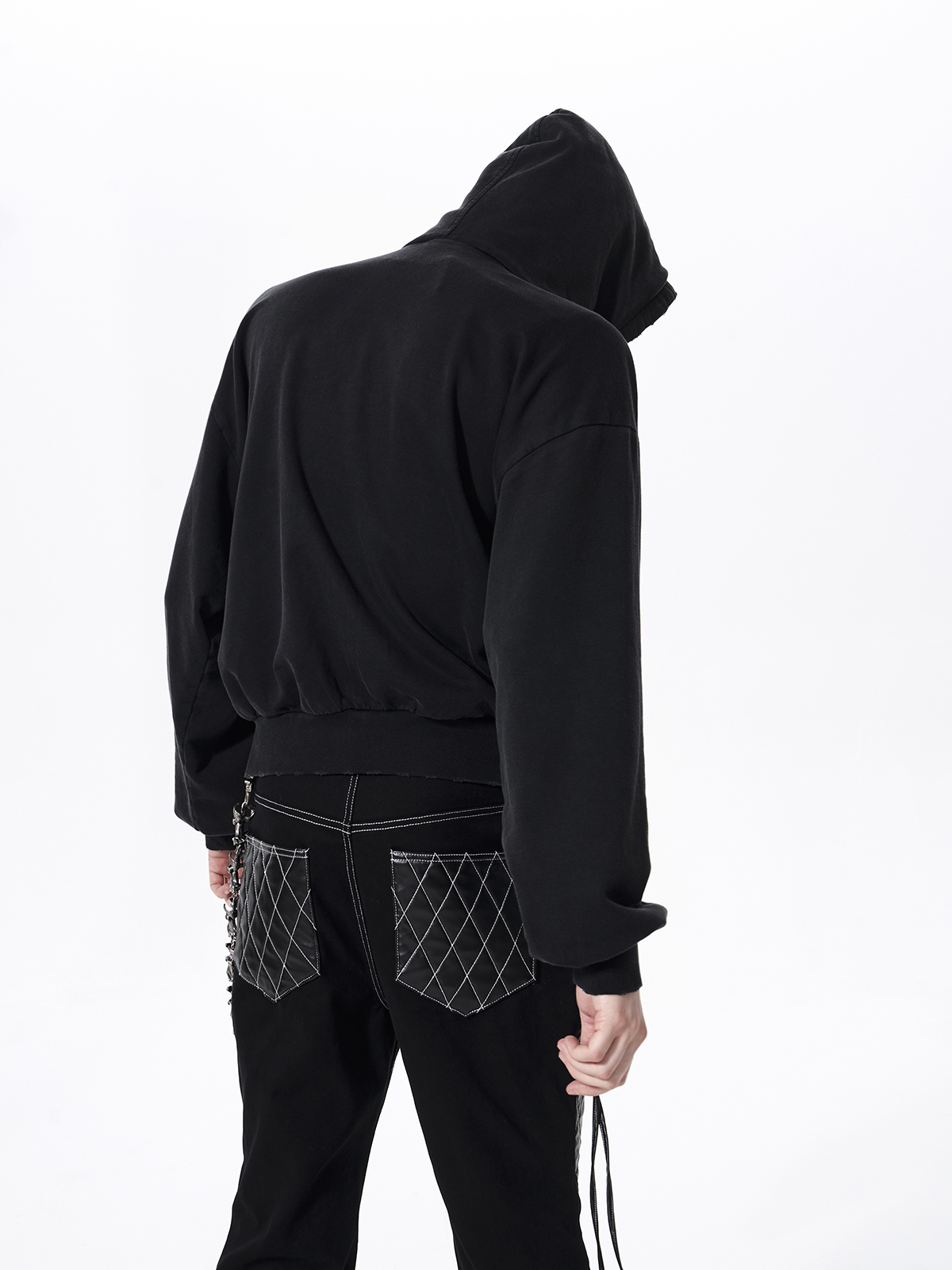 DISTRESSED CREST EMBROIDERY BALACLAVA HOODIE