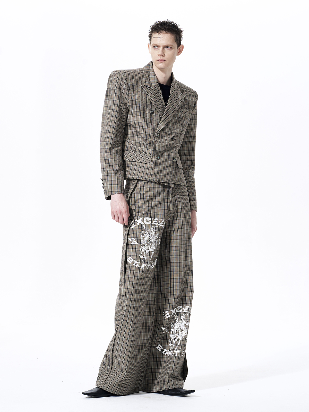 RETRO PLAID WAR HORSE GRAPHIC SUIT SET