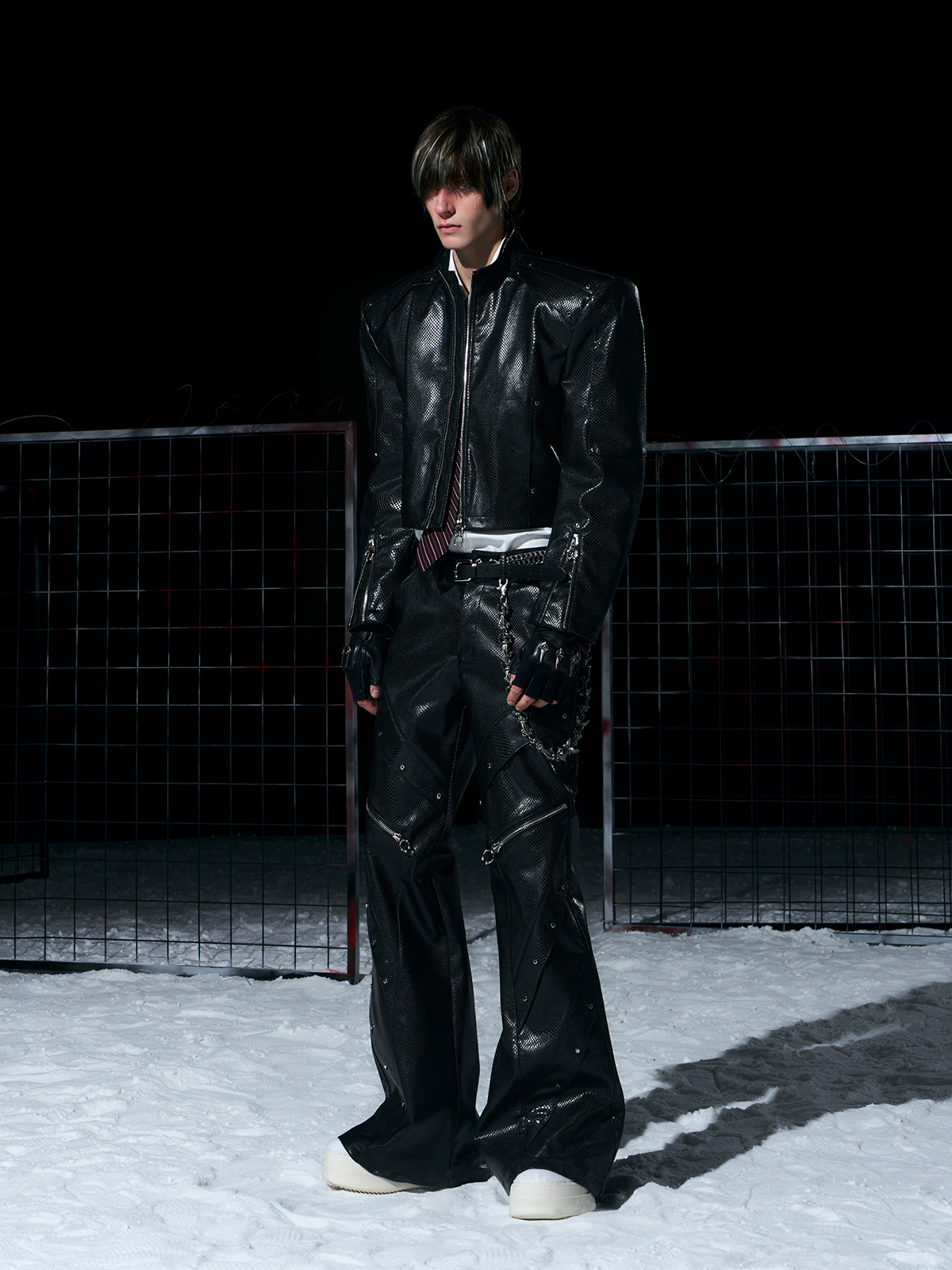 DECONSTRUCTED SNAKE-EMBOSSED LEATHER SET