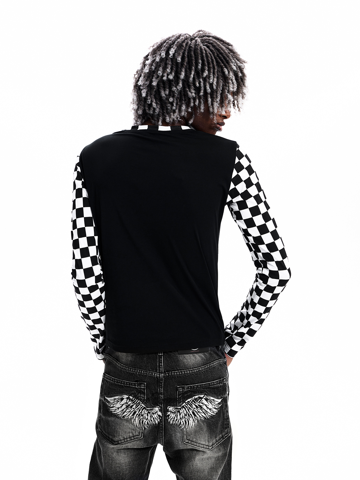 CHECKERBOARD PORTRAIT LONG SLEEVE TEE