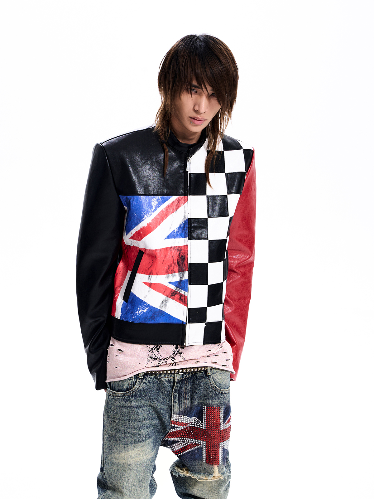 CHECKERBOARD UNION JACK MOTO JACKET