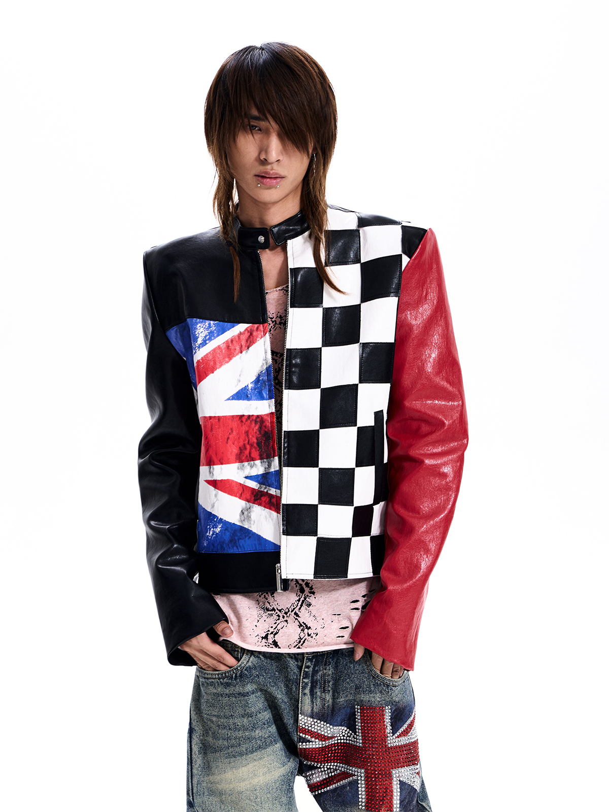 CHECKERBOARD UNION JACK MOTO JACKET