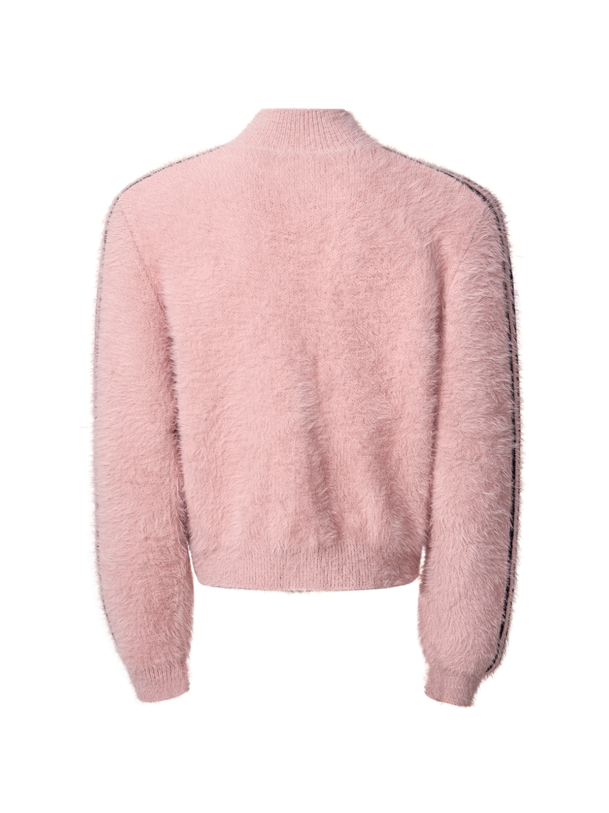 FUZZY CREST ZIP KNIT-PINK