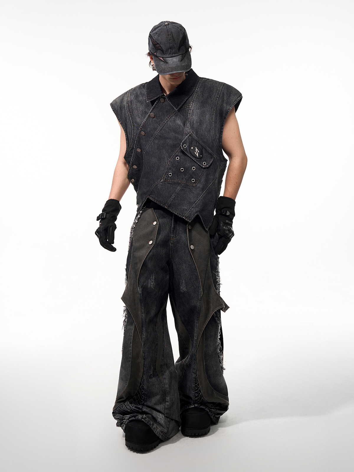 CRIMSON ROOT DECONSTRUCTED DENIM SET-START EXCEED END