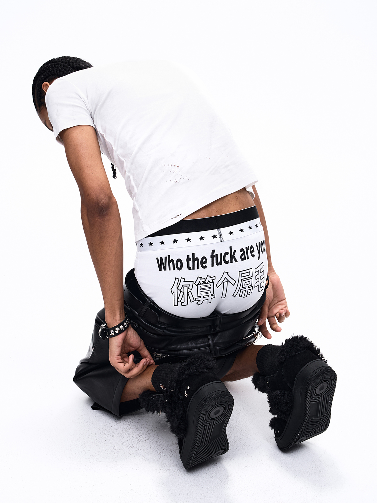 SUBVERSIVE TYPOGRAPHY STAR BOXER BRIEFS-WHITE