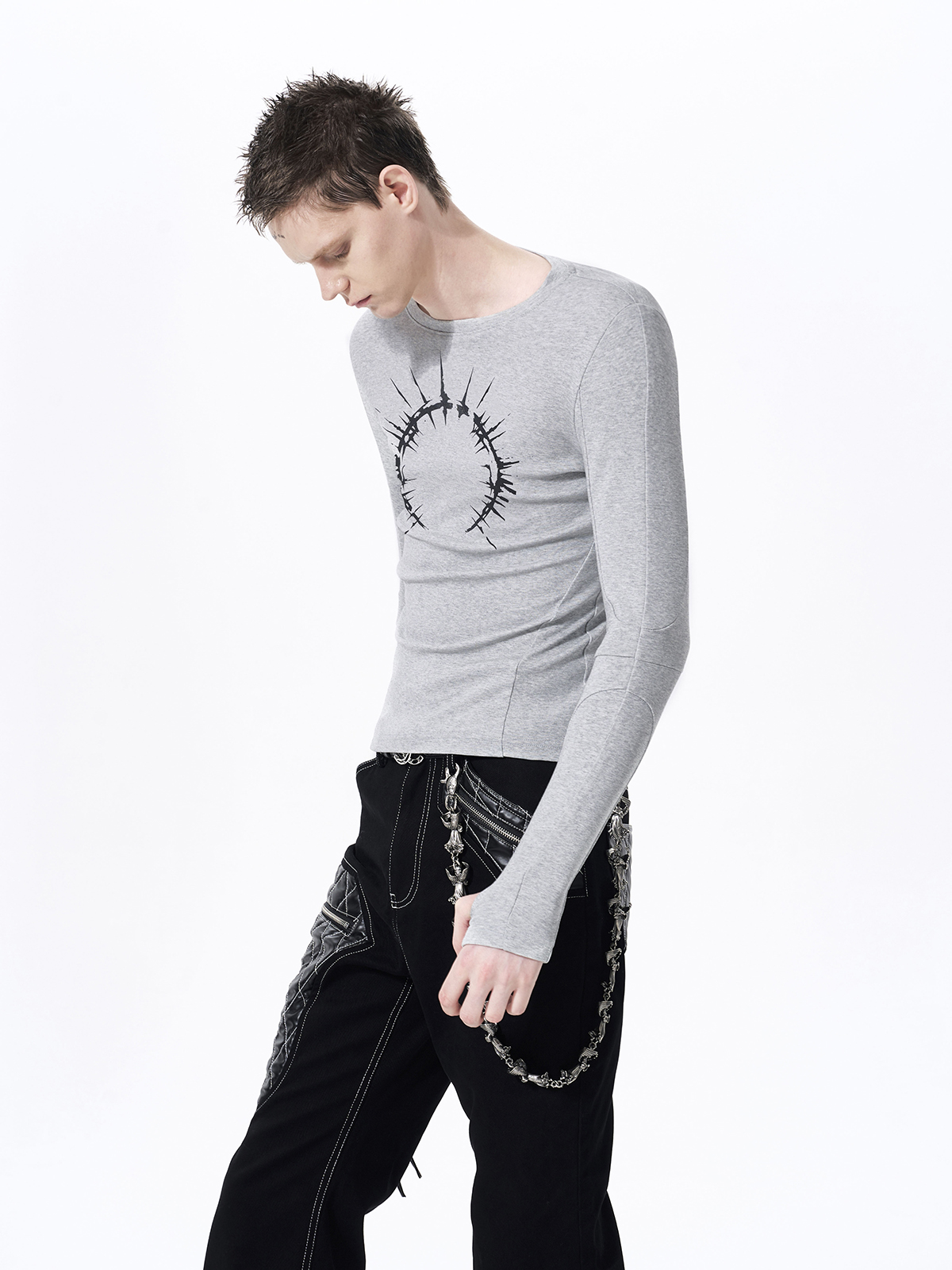 HALO GRAPHIC THUMBHOLE LONGSLEEVE-GREY