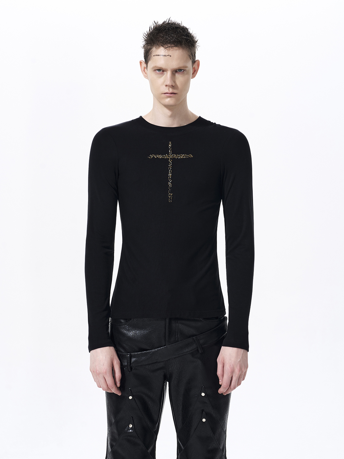 RHINESTONE CROSS LONG SLEEVE TEE