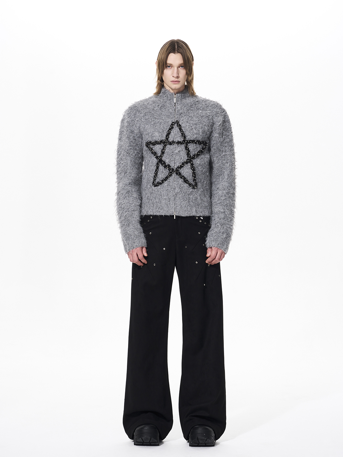 STUDDED SUEDE CROPPED SET