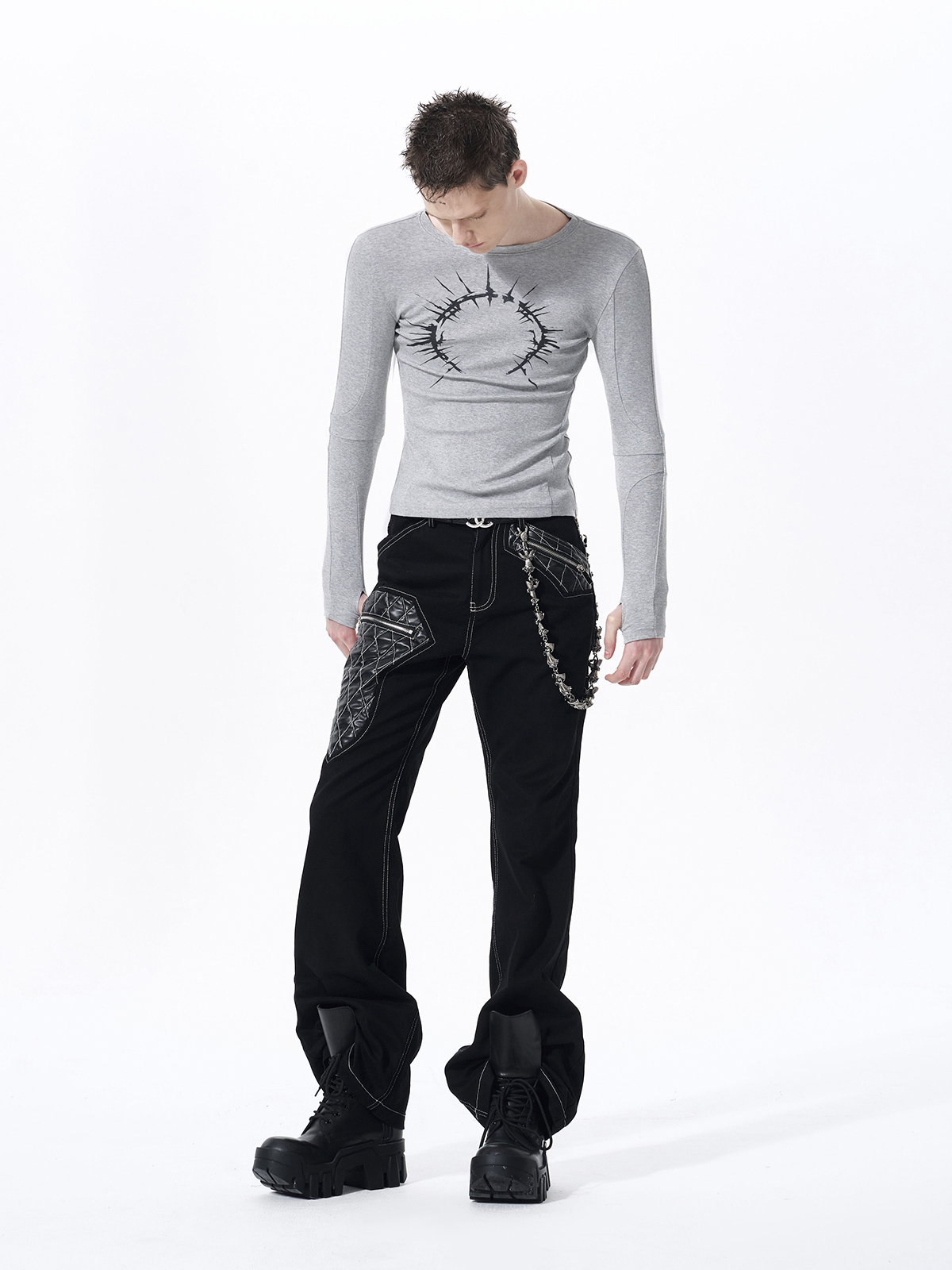 HALO GRAPHIC THUMBHOLE LONGSLEEVE-GREY