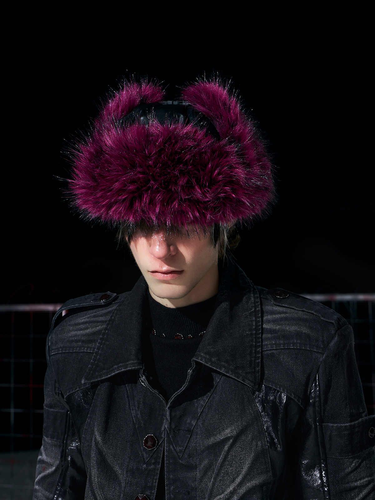 ROSE RED LEATHER FUR TRAPPER