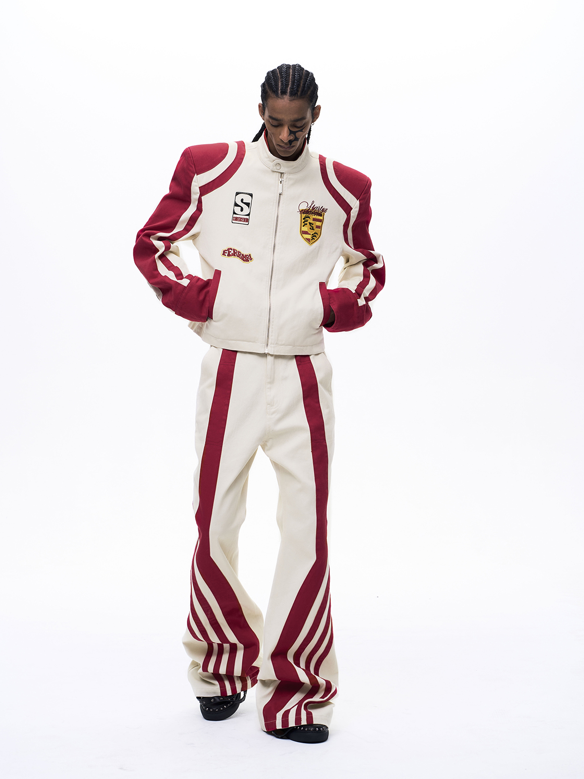 EMBROIDERED RACING BADGE MOTO DENIM SET