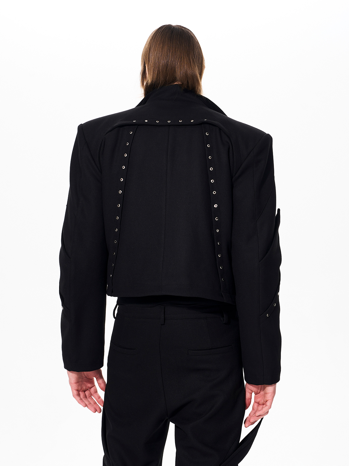 RIVET STRUCTURED CROPPED JACKET & FLARED PANTS SET