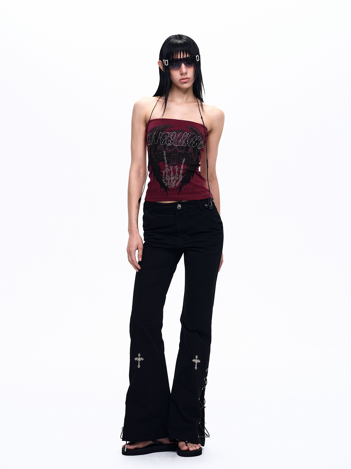 RHINESTONE SKULL GRAPHIC TUBE TOP