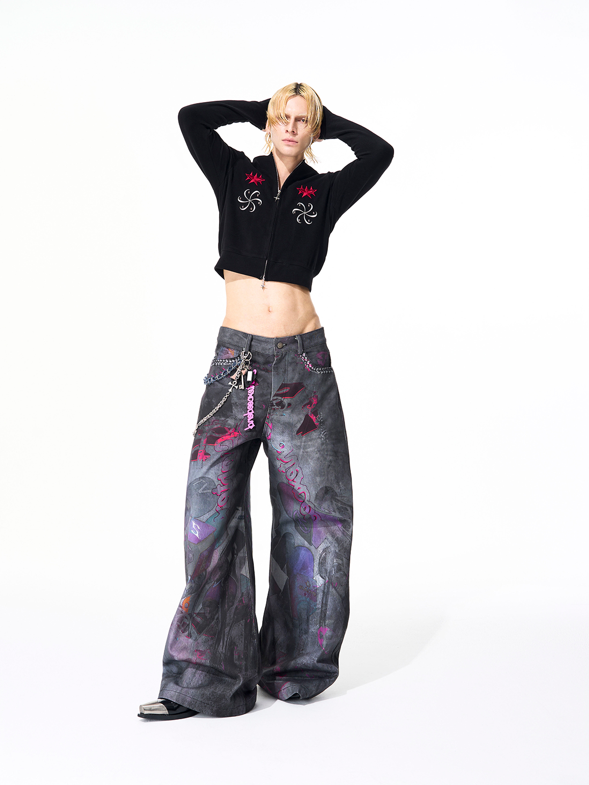 CYBER-GRAFFITI WIDE-LEG JEANS-START EXCEED END