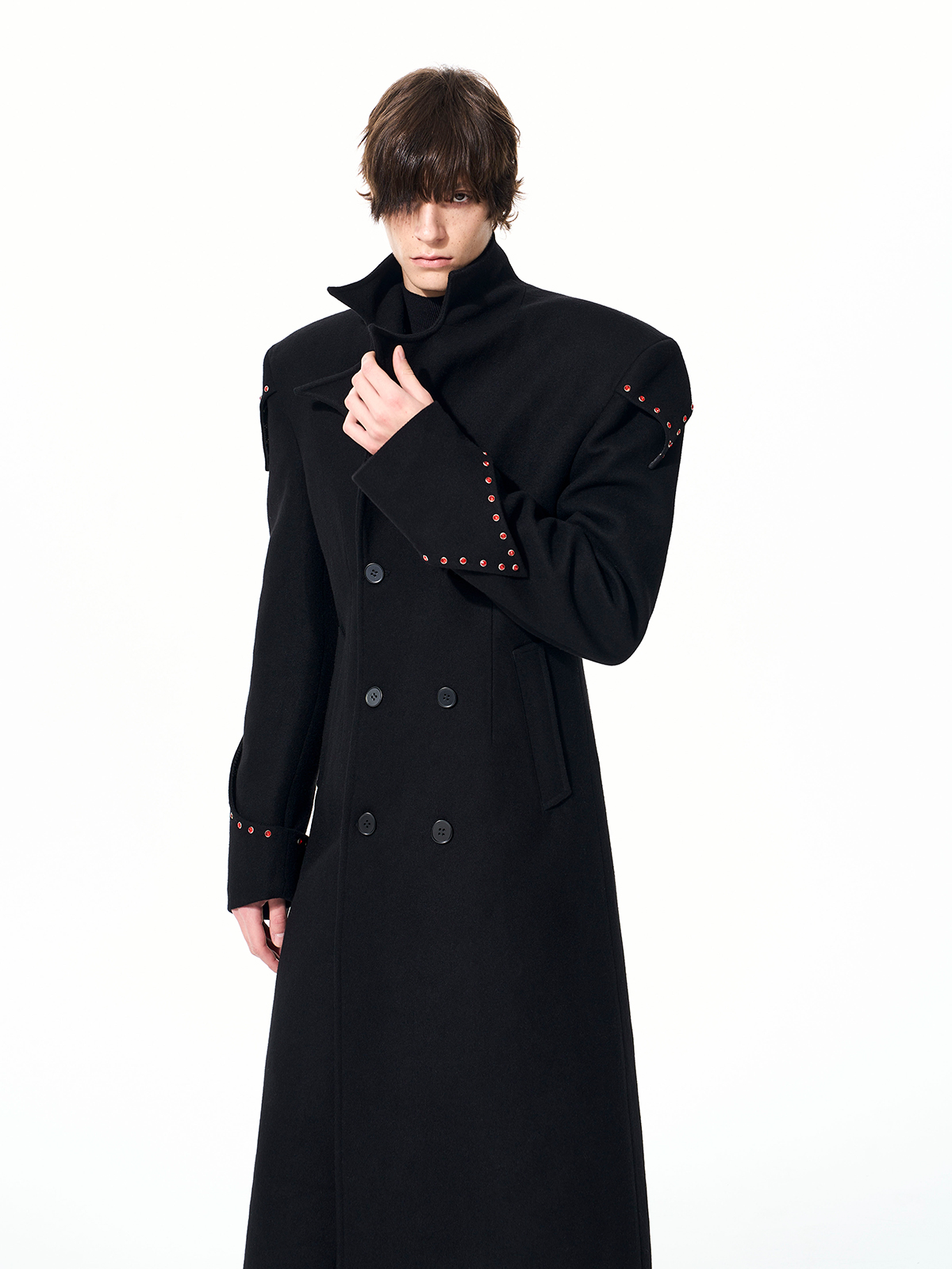 NOCTURNAL BLOOD-STUD STRUCTURED COAT