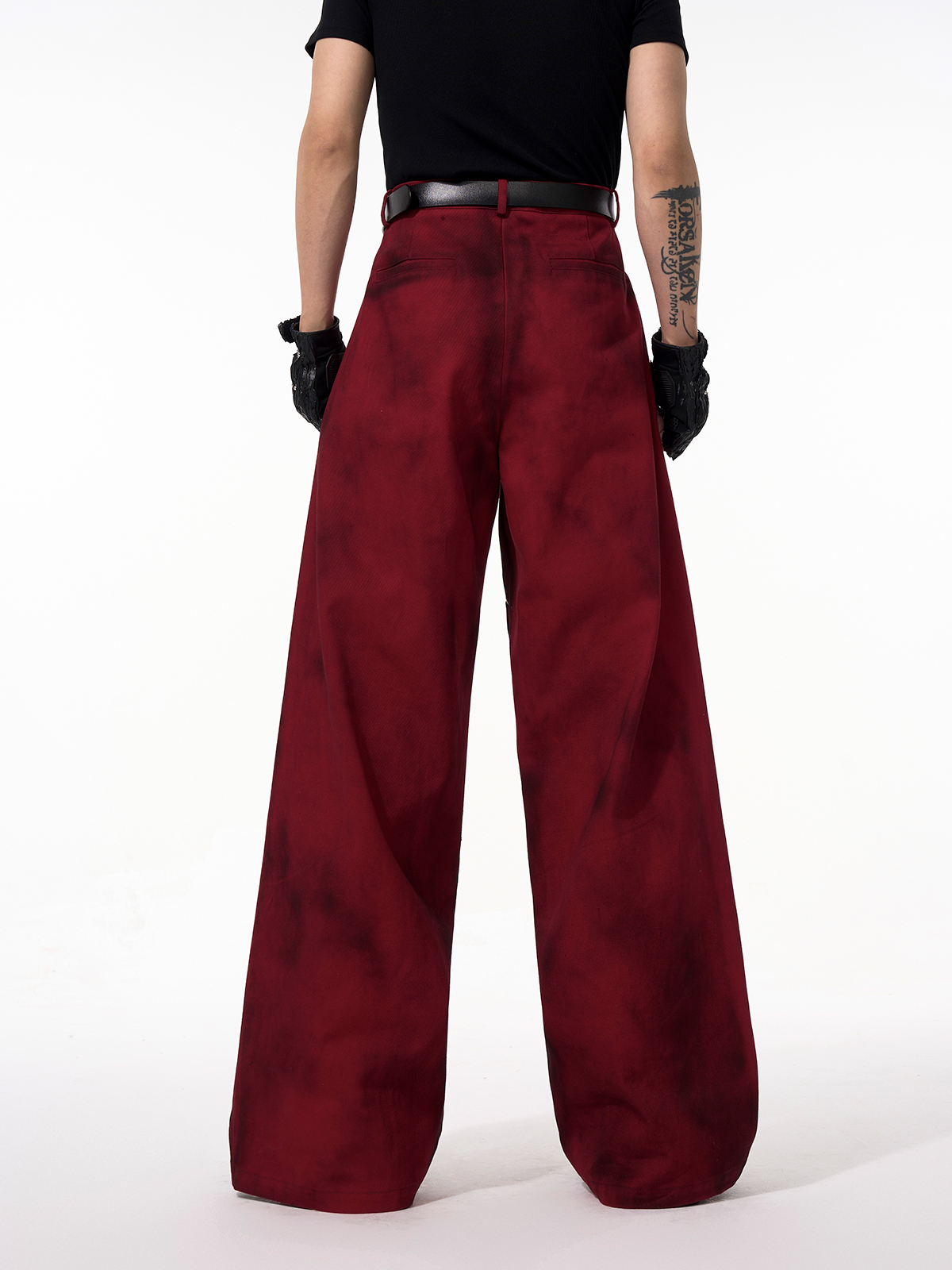 DISTRESSED RED CYBER-MOTO JACKET & PANTS SET-START EXCEED END