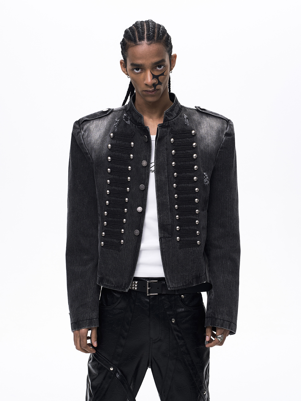 VINTAGE COURT-STYLE DENIM JACKET-WASHED BLACK