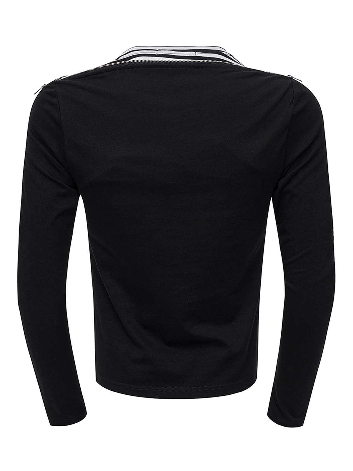 DECONSTRUCTED ZIP MOCK LAYER LONG SLEEVE-BLACK