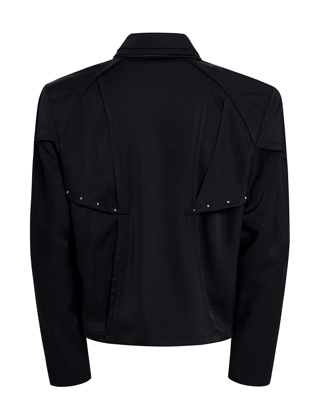 TRIPLE COLLAR DECONSTRUCTED LONG SLEEVE SHIRT-BLACK
