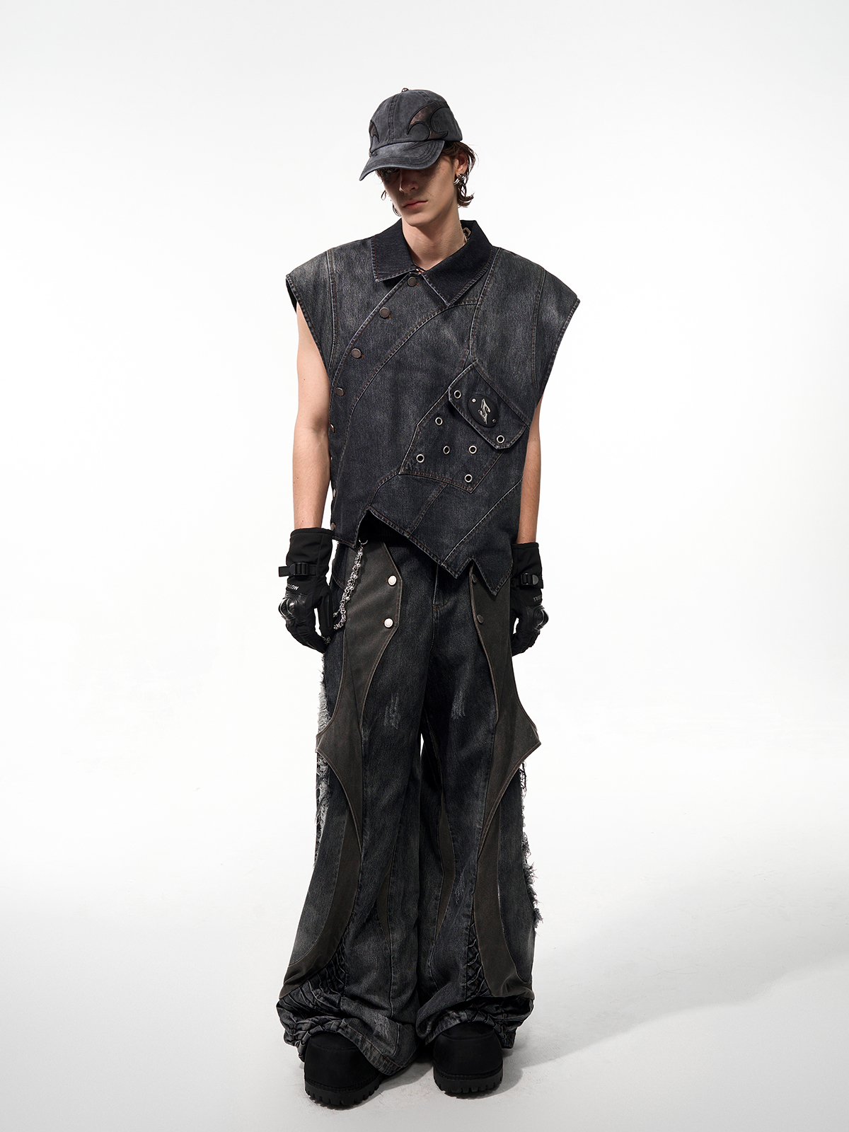 CRIMSON ROOT DECONSTRUCTED DENIM SET-START EXCEED END