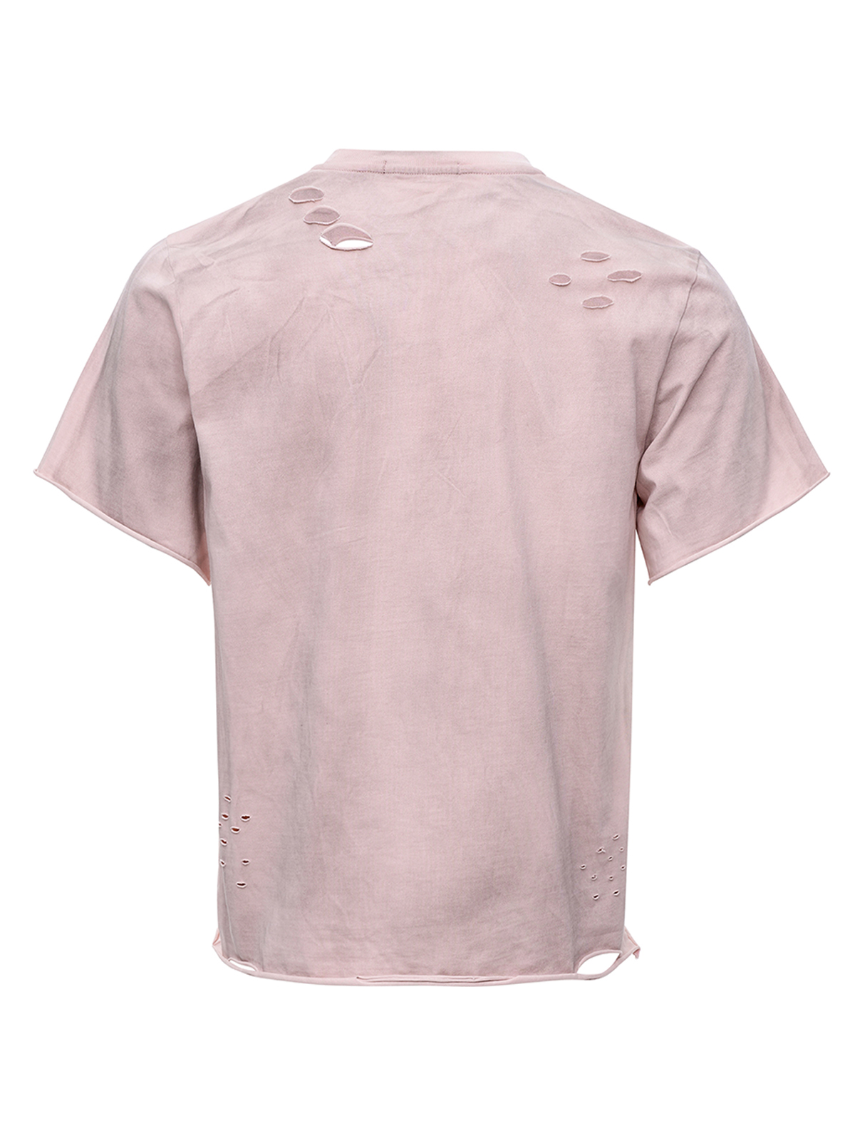 DECONSTRUCTED RHINESTONE CROSS MUD WASH TEE-PINK