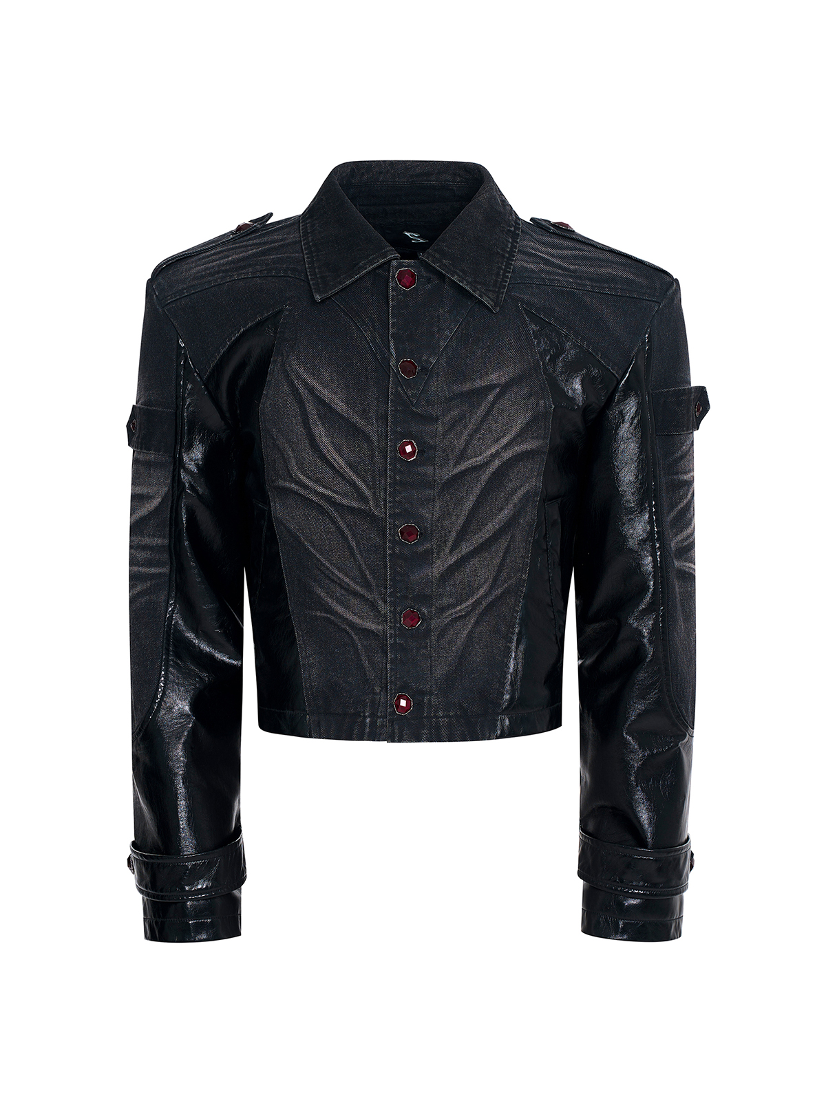 Leather-Panel Fleece-Lined Denim Jacket