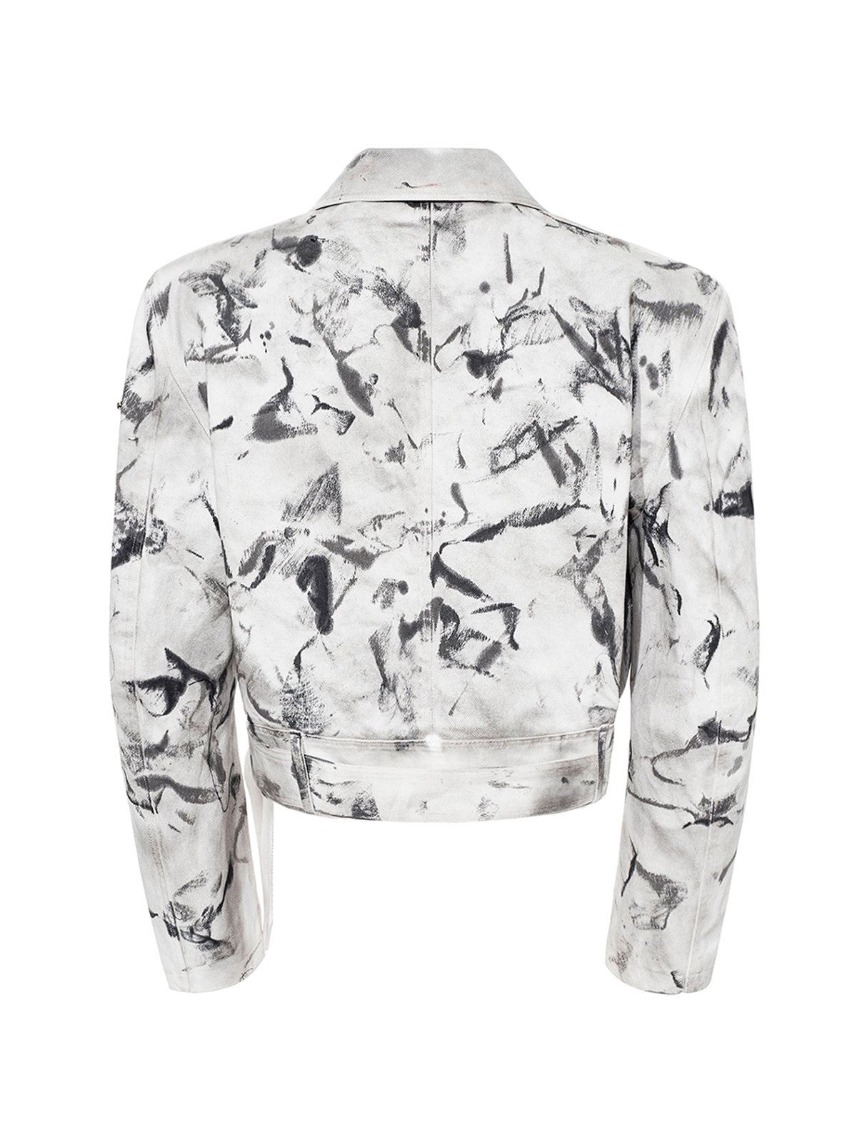 DIRTY WASH STUDDED CROPPED BIKER DENIM JACKET