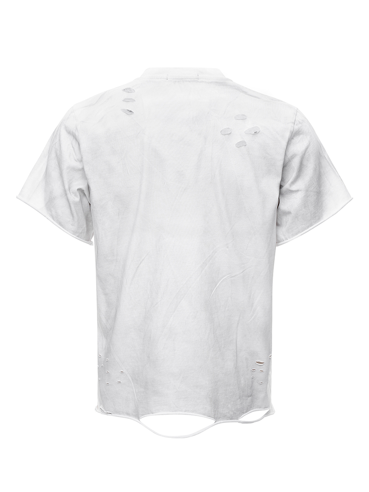 DECONSTRUCTED RHINESTONE CROSS MUD WASH TEE-WHITE
