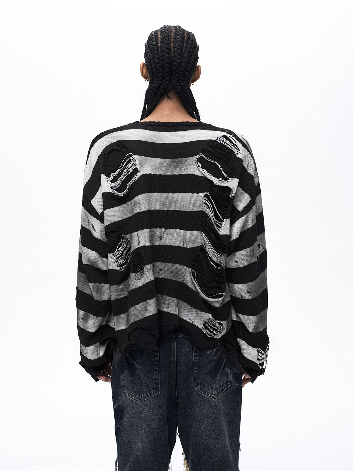 DISTRESSED LEATHER CROSS 2-PIECE KNIT SET