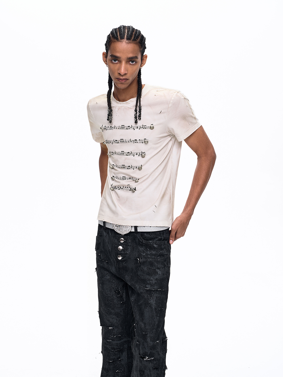 NAPOLEONIC MUSICAL NOTE BUTTONED TEE