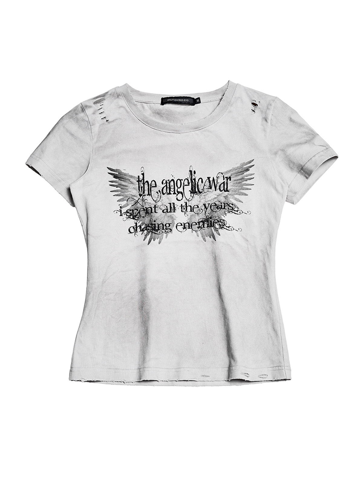 DISTRESSED WING GRAPHIC DIRTY WASH TEE