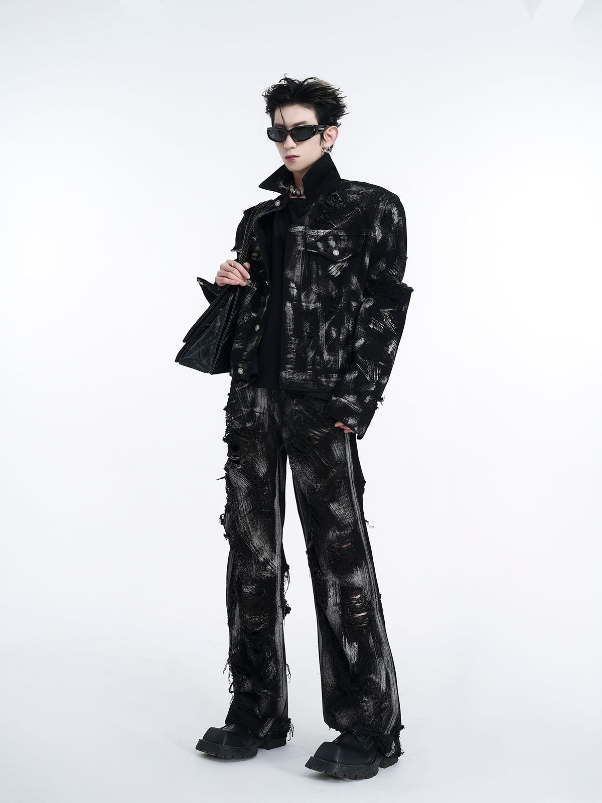 DESTROYED BRUSHED DENIM SET