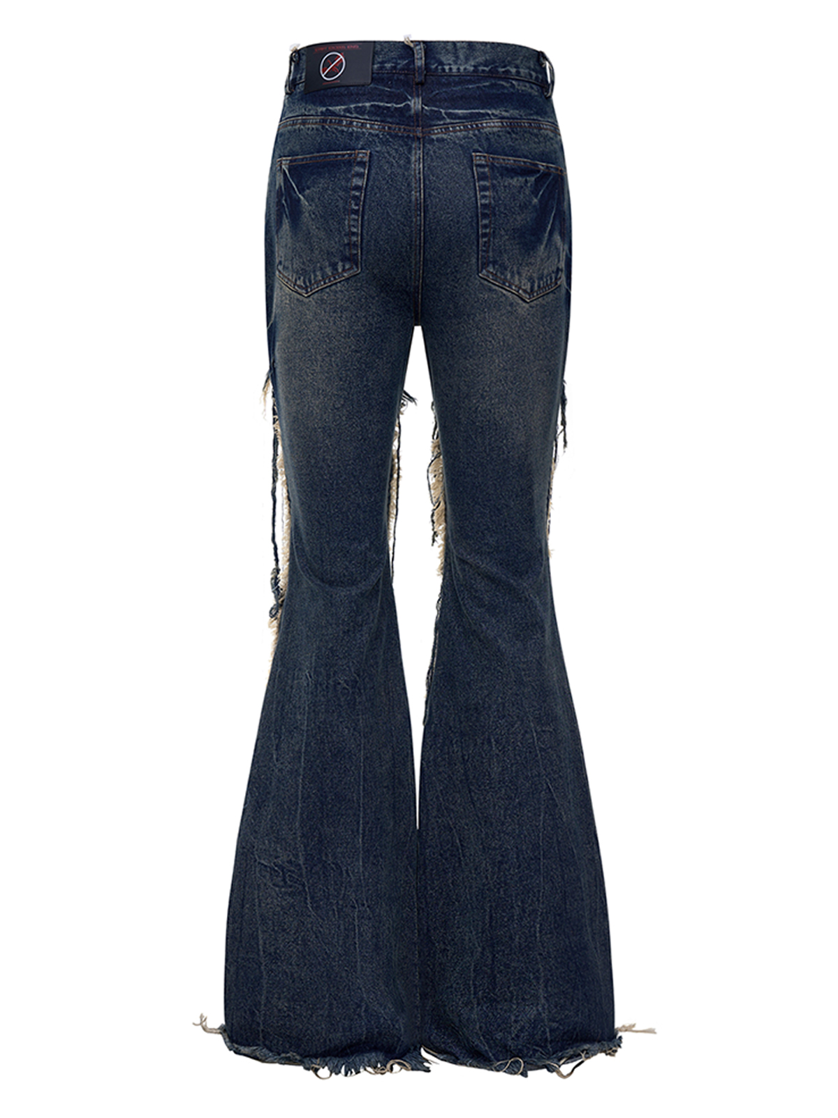 LEATHER PATCHWORK FLARED DENIM