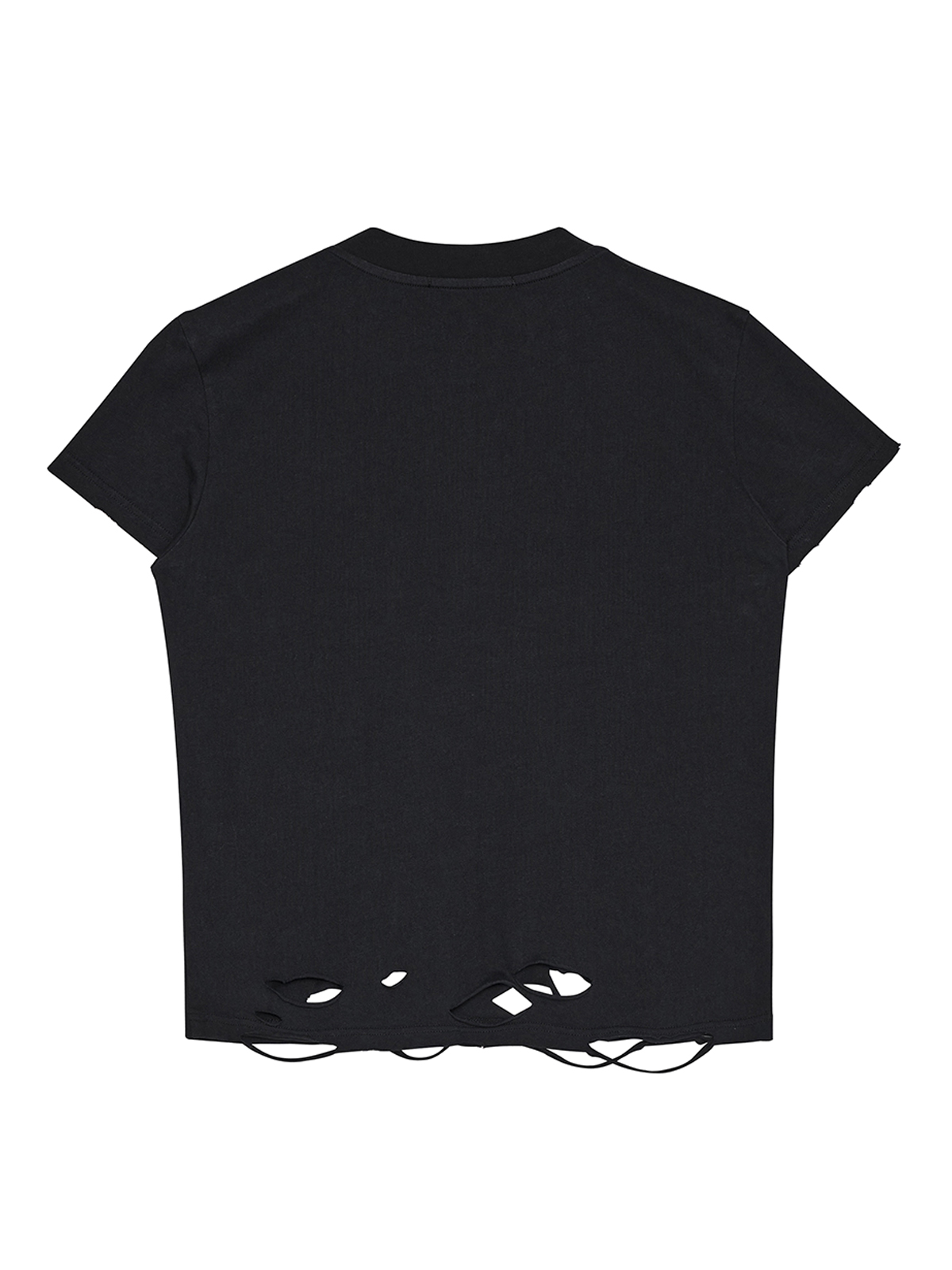 DISTRESSED GOTHIC CROSS PLAID-COLLAR TEE