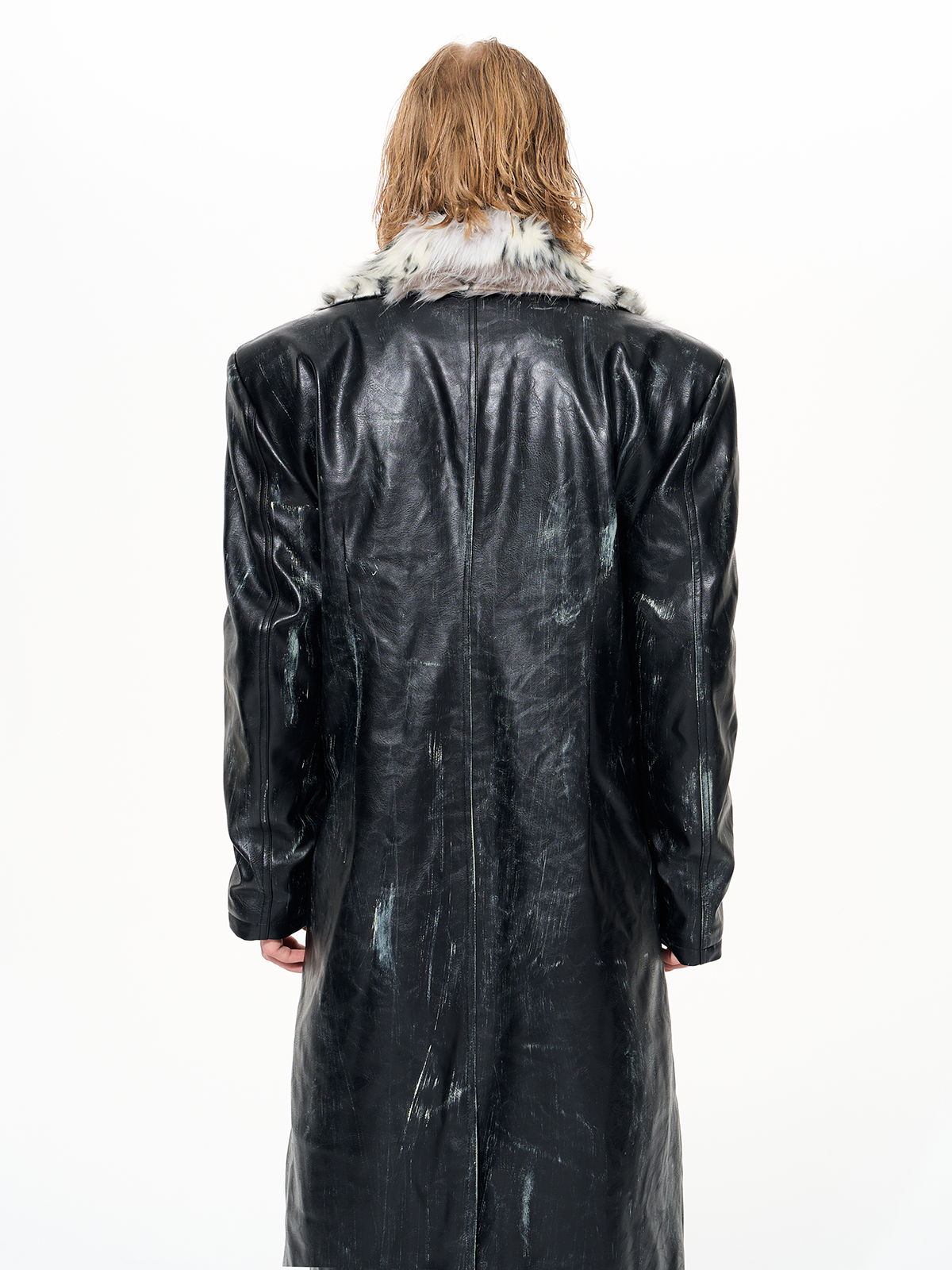 DISTRESSED BLACK FUR LINED BUCKLE TRENCH-START EXCEED END