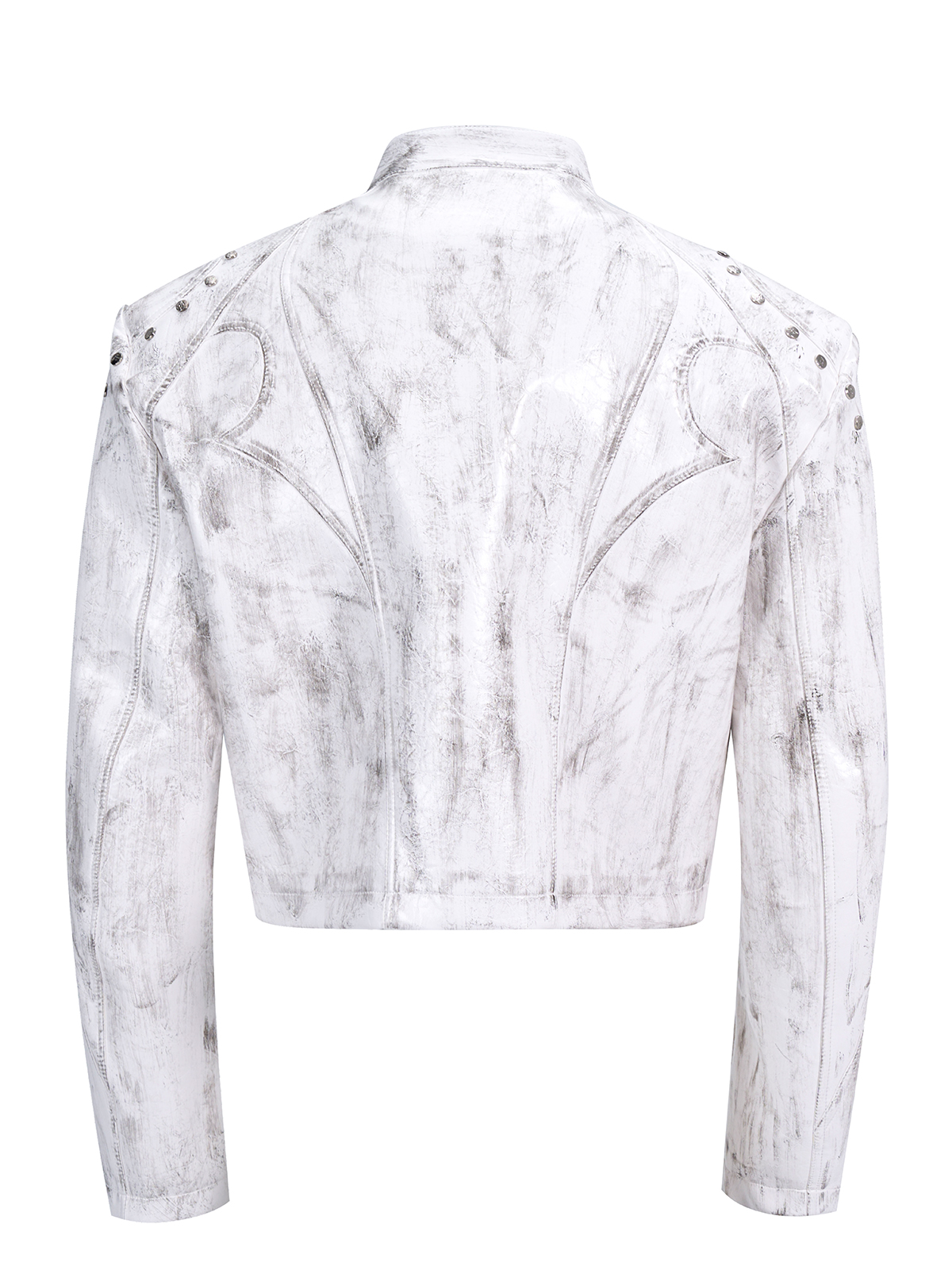 CROPPED STUDDED MOTO JACKET-DISTRESSED WHITE