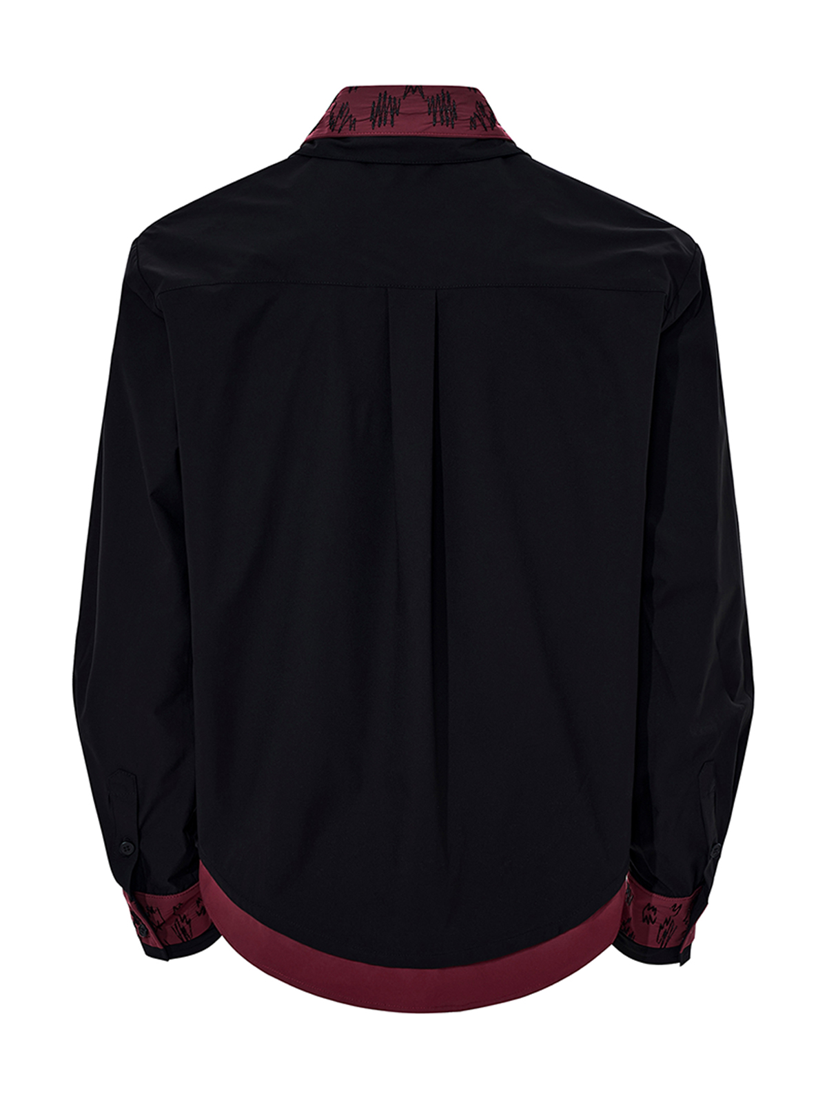 FAKE TWO-PIECE DOUBLE COLLAR SHIRT-BLACK